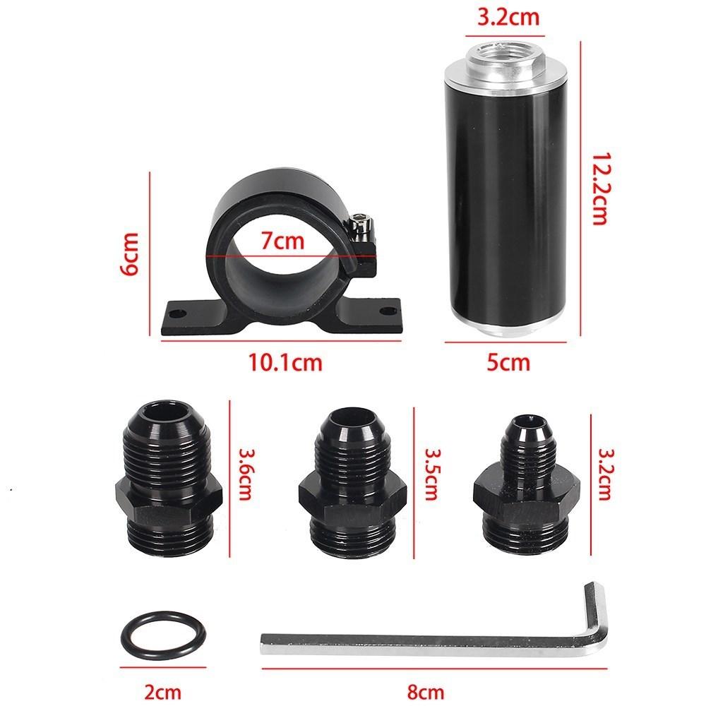 50MM 100 Micron Aluminum Fuel Filter High Flow with AN6 AN8 AN10 Fitting Adapters, Mounting Bracket, Wrench Universal Cleanable