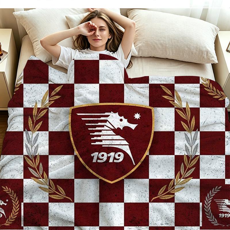 US Salernitana 1919 Print Flannel Blanket High Quality Warm Comfortable Cover for All Seasons Perfect for Gifts Home Decor