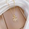 Crescent Moon Flower Full Diamond Light Luxury Temperament Gorgeous Full Diamond Necklace Female Versatile Collarbone Chain Titanium Steel Chain