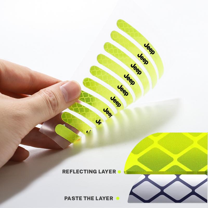 Cup Holders 20PCS Car Wheel Hub Reflective Sticker Safety Warning Decals For Jeep Wrangler JL JK Renegade Grand Compass Gladiato