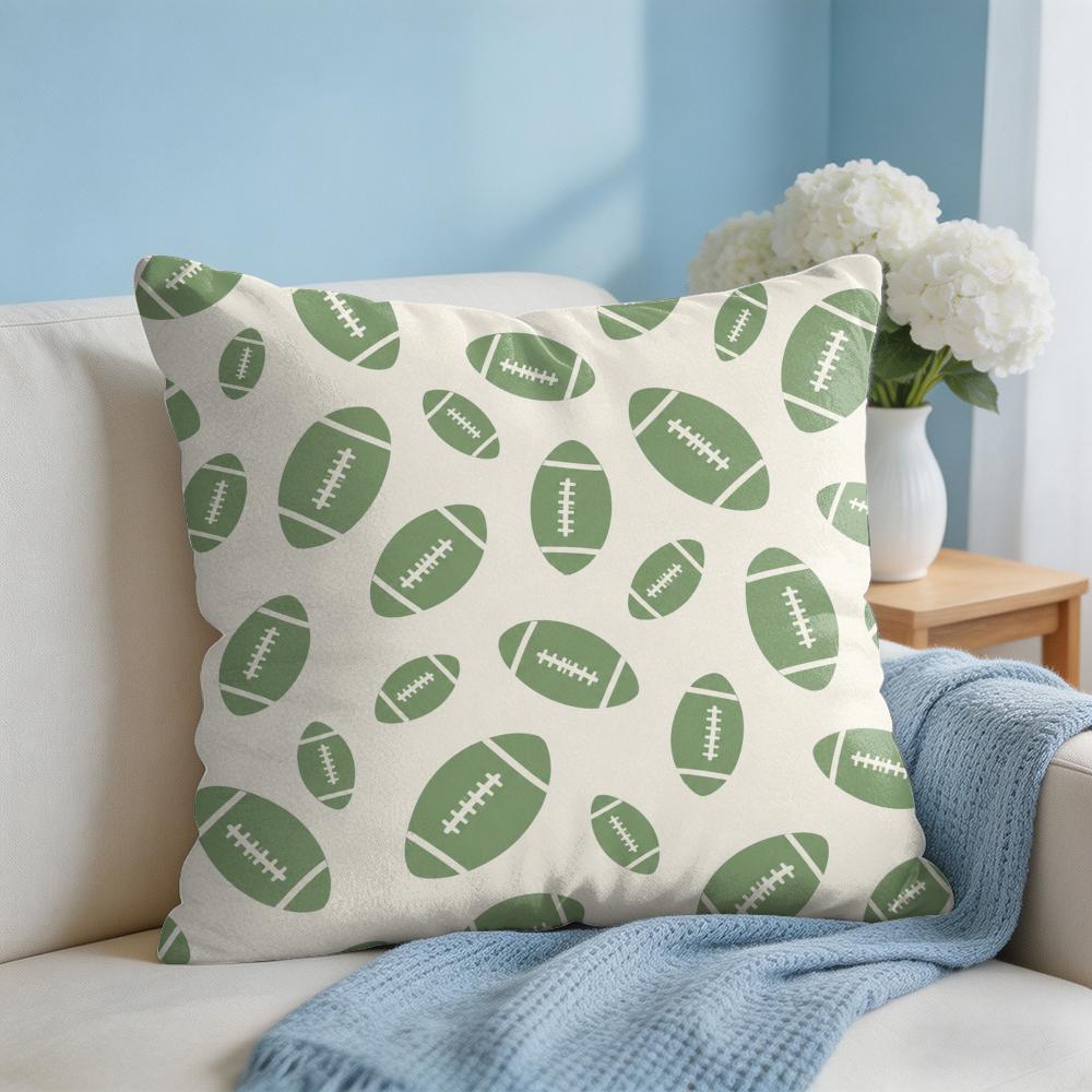 Rugby Pattern Cushion Cover Short Plush Soft DoubleSided Printing Pillow Case Cozy Sofa Bedroom Home Decor Gift