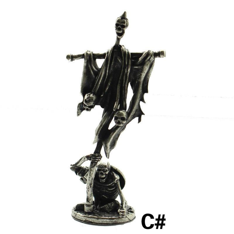 Copper Skeleton Legion Figurines Miniature Decoration Retro Metal Skull Soldier Army Model Statue Desk Ornament