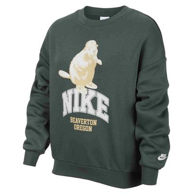 Nike Спортивная одежда флисовый круглый вырез простые удобные детские топы зеленый HV1746-338