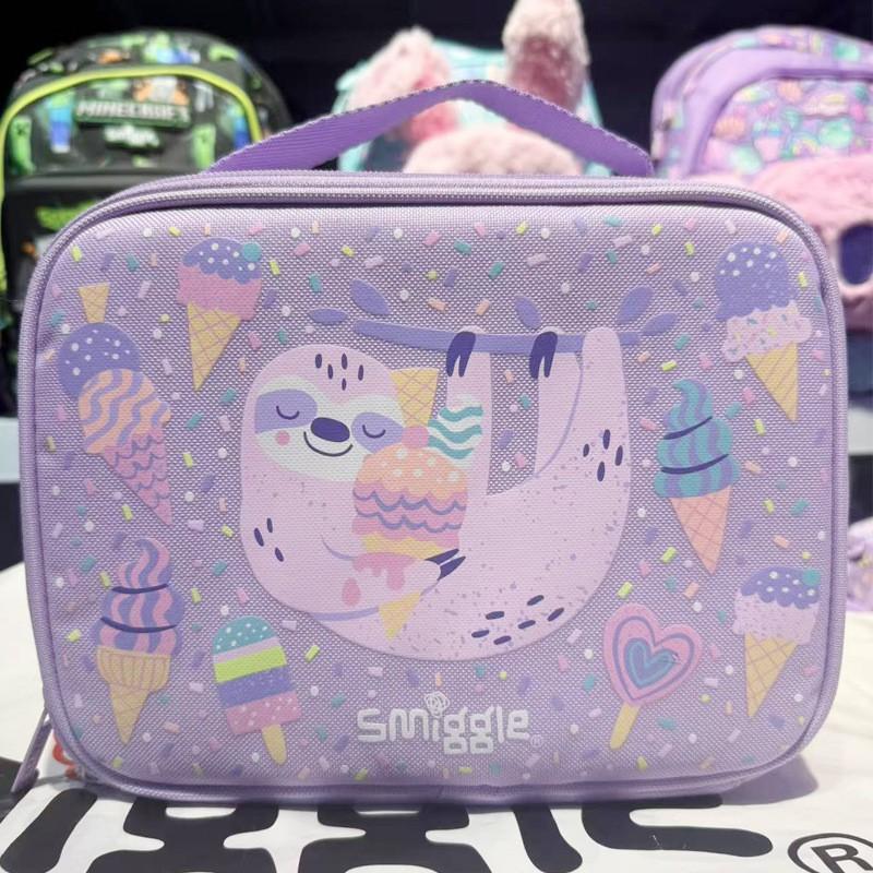 Smiggle Kids Double-Layer Insulated Lunch Bag With Handle - Waterproof Canvas School Meal Carrier Elementary Students
