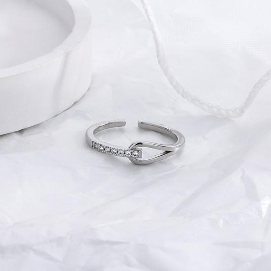 Women Ring Hollow Out Japan Korean Style Shiny Rhinetones Finger Ring for Wedding Party