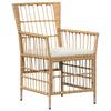 Garden Chairs 2 pcs Natural PE Rattan Steel and Polyester Fabric