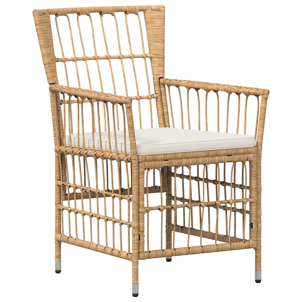 Garden Chairs 2 pcs Natural PE Rattan Steel and Polyester Fabric