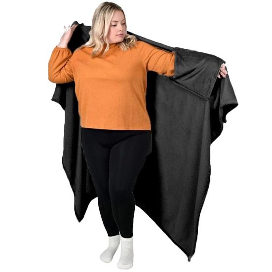 Фланелевое носимое одеяло-пончо Мягкое одеяло-накидка с карманами для рук Теплая уютная накидка-одеяло для взрослых Дом Офис Путешествия Комфорт