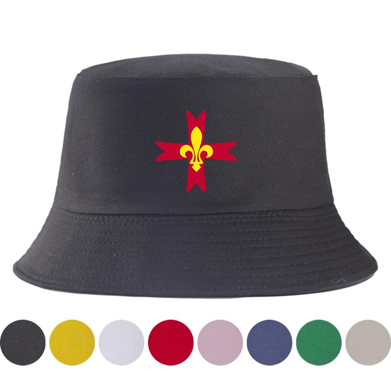Trendy Bucket Hat French Heraldic Cross Print FisherUnisex Cap Hip Hop Streetwear Bob Hat Unisex Fashion Holiday Gift Casual Hat