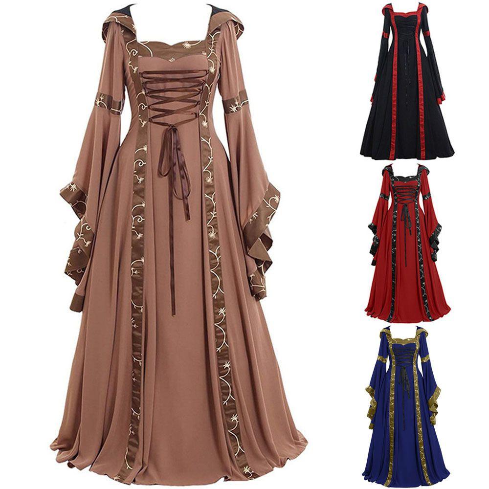 Women Medieval Halloween Dress Vintage Renaissance Gothic Cosplay Party Carnival