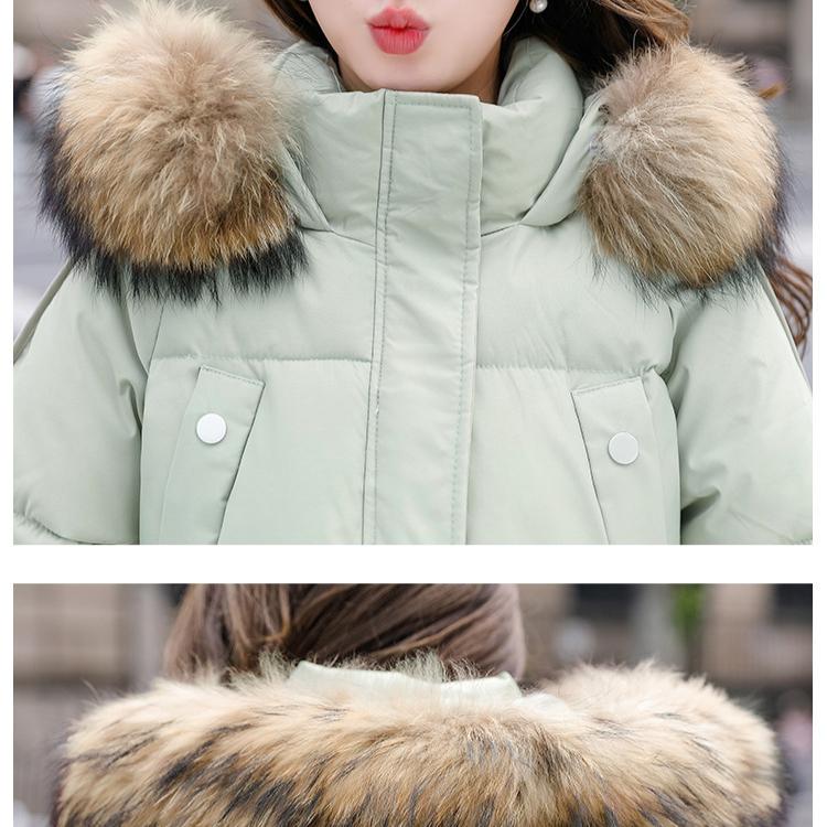 Зимняя куртка-пуховик с меховым воротником и капюшоном, женская парка с длинным рукавом, толстые теплые куртки из хлопка