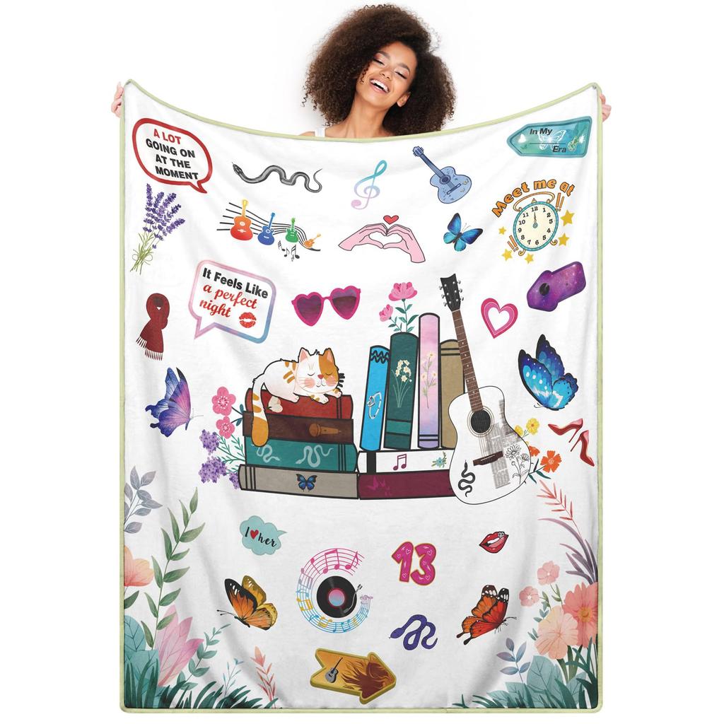 Music Fan Pattern digital-printed polyester Bedroom velvet flannel cover blanket Fleece soft sofa cover blankets for beds