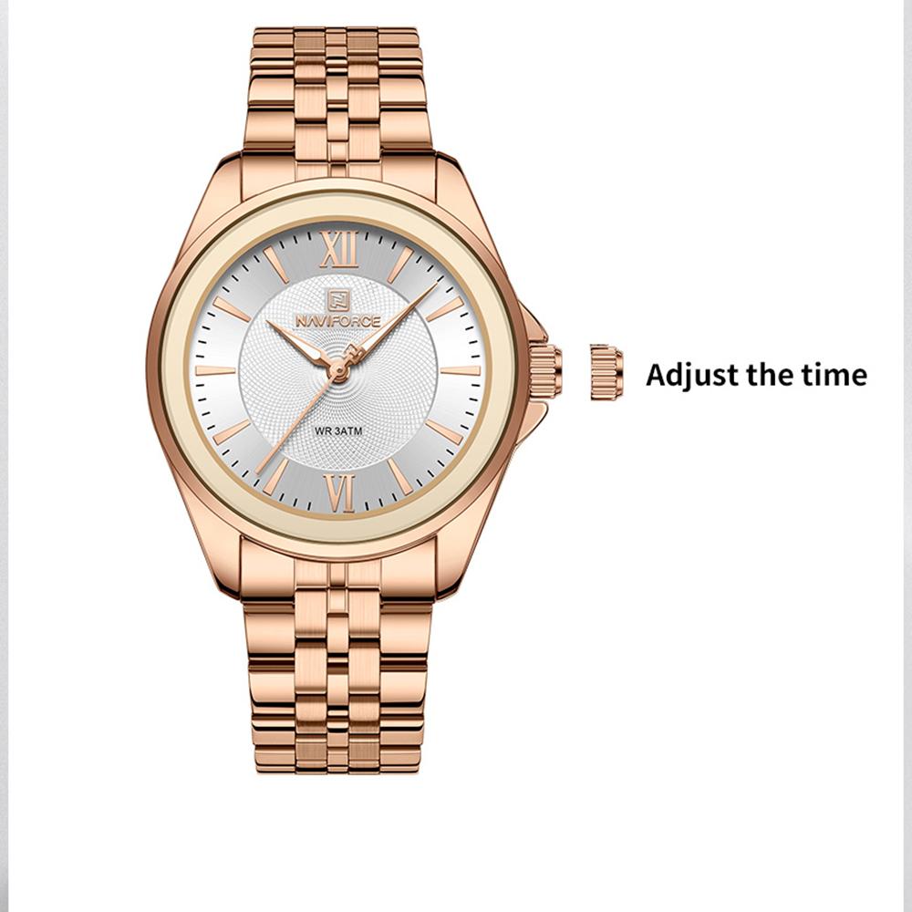Naviforce Original Women Casual Quartz Watch Waterproof 3ATM Stainless Steel Strap Round Case Simple Lady Fashion Accessories Watch NF5067