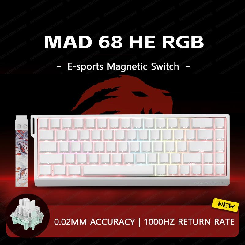 MADLIONS Mad60 Mad68 HE Механическая клавиатура Магнитный переключатель Madcatz Mad60he Проводная игровая клавиатура Rapid Trigger Custom Keyboard