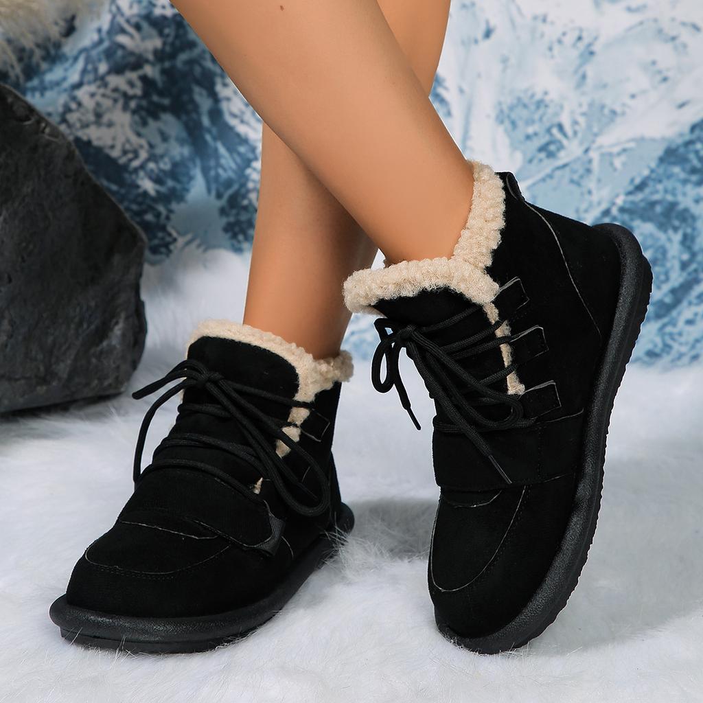 Зимние ботинки женские на плоской подошве туфли на платформе 2024 зимние теплые короткие плюшевые женские ботильоны на меху повседневные удобные женские сапоги