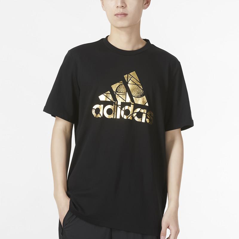 Adidas Повседневная футболка с большим логотипом и коротким рукавом, мужские топы, черный HG2178