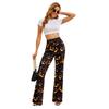 Новые женские расклешенные брюки на Хэллоуин с цифровой печатью в виде тыквы и летучей мыши, модные женские брюки