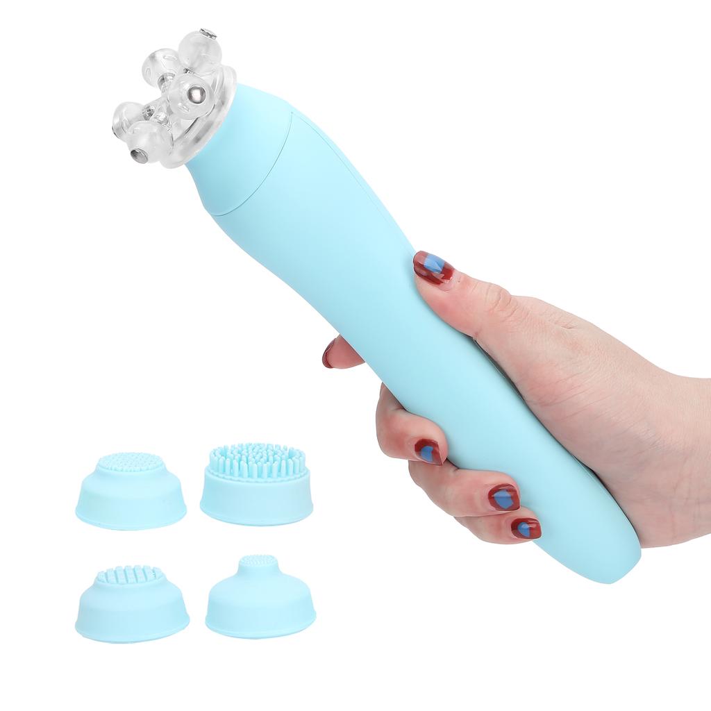 Перезаряжаемая электрическая щетка для очищения лица, силиконовый очиститель пор лица (синий)