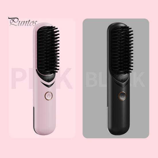 Беспроводной выпрямитель для волос с 3 регулируемыми температурами, быстрый нагрев, портативная дорожная горячая щетка с отрицательными ионами, электрическая расческа для укладки вьющихся волос, распутывающая их