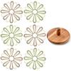 6Pcs Nordic Silicone Placemats Flower Relief Embossed Round Heat Insulation Non-Slip Tablemat Coaster Decor Tableware Dining Mat