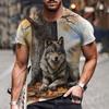 Футболка с волком и 3d цифровым животным принтом, графический camisa hombre, повседневные футболки с короткими рукавами, удобные пуловеры, топы, мужская одежда