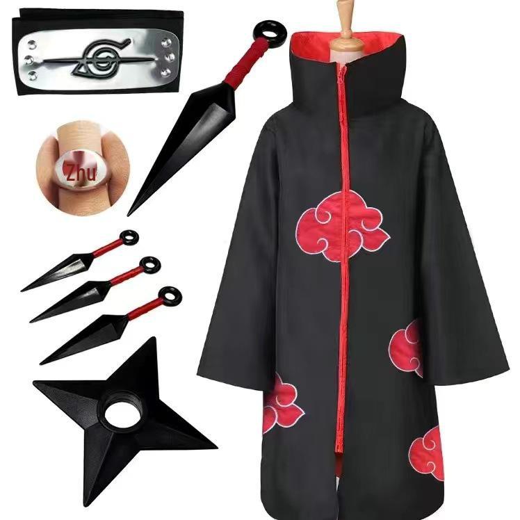 Naruto Akatsuki Red Cloud Cloak - Uchiha Itachi Costume for Halloween.