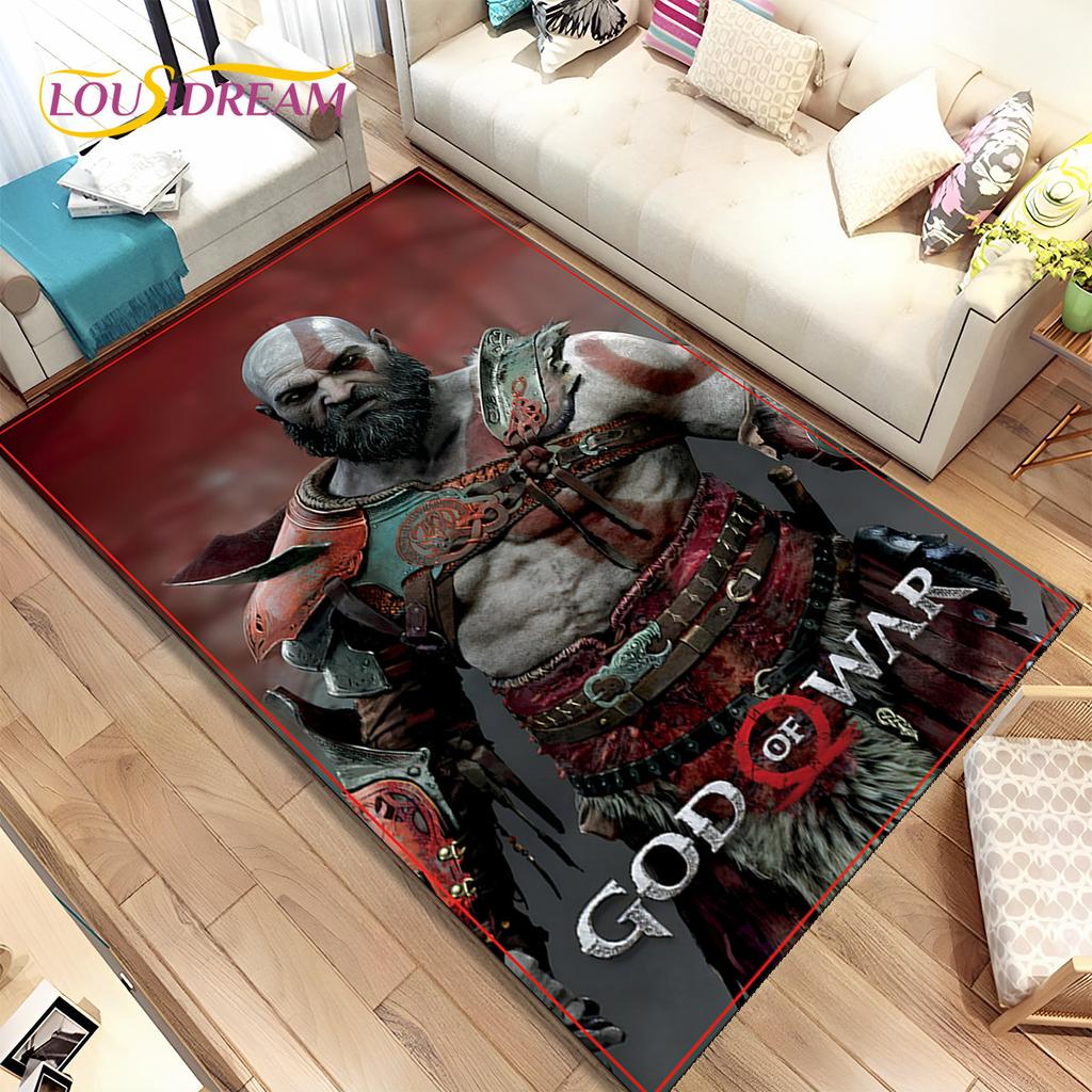 Коврик Игровой Ковер God of War Игроки Кратос, Ковер для Гостиной Спальни Дивана Прихожей Украшение, Детский Нескользящий Коврик для Игр