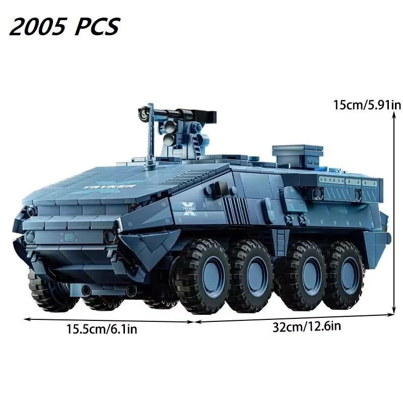 Military Assembly Building Blocks Model NO.96006-7 US Stryker X And M2 Bradley Armored Vehicle Simulation Toy for Collectors
