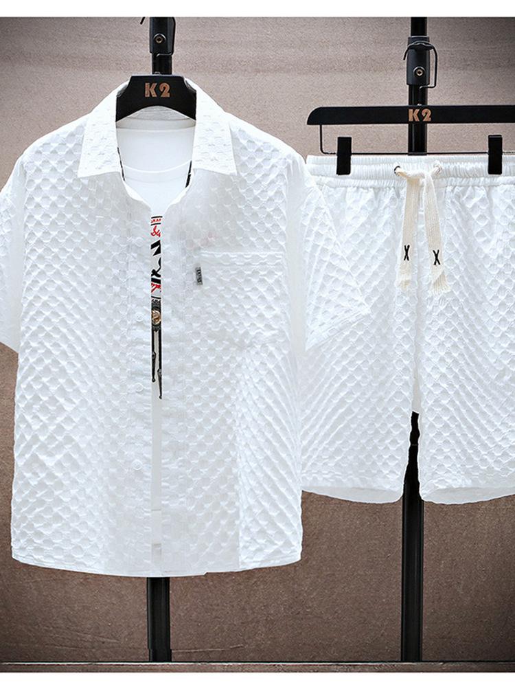 Мужской летний спортивный костюм в стиле ретро-тренд 2024 с коротким рукавом