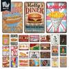 Pizza Zone Metal Poster Tin Plate Ice Cream Hot Dog Vintage Kitchen Iron Painting For Restaurant Party Home Wall Decoration