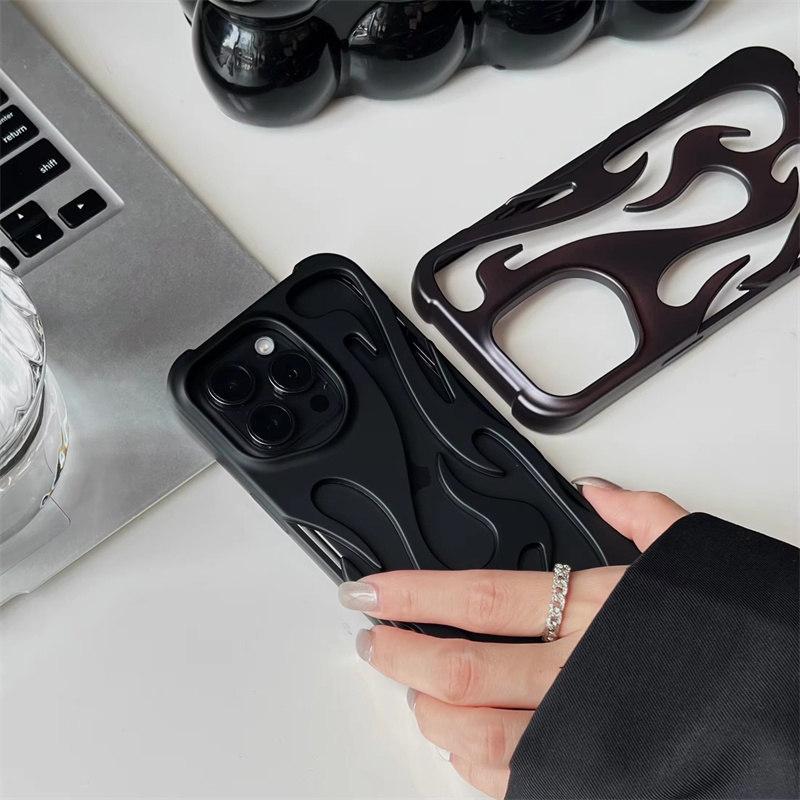 Новый 3D чехол для телефона с рисунком пламени для iPhone16 17 15 13 12 11 14 ProMax 15 Plus Модный полый тонкий противоударный защитный мягкий чехол
