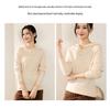 Women's 100% Pure Wool Half-Zip Hooded Sweater with Gold Buttons - New Autumn/Winter Fashion