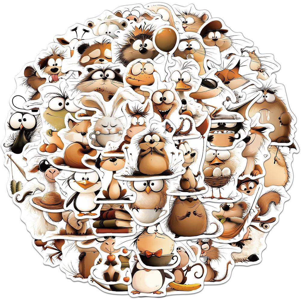 50-Piece Creative Animal Art Cartoon Stickers for DIY Decoration: Phone Cases, Notebooks, Water Bottles