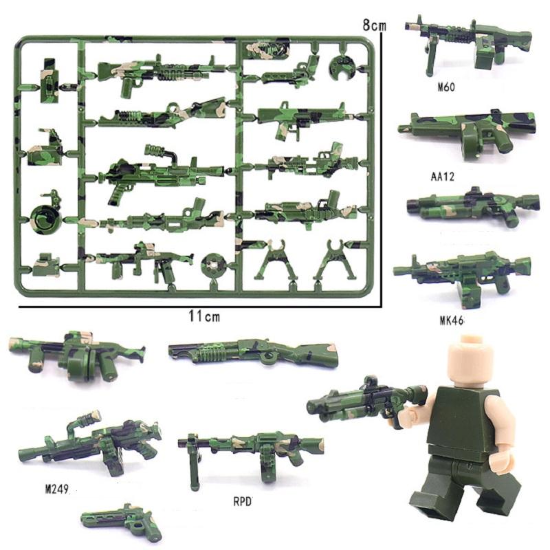 Оружие с камуфляжной печатью SWAT Specia Force, мини-фигурка, пистолет, строительные блоки, комплект, наборы кирпичей, модель оружия, детские игрушки