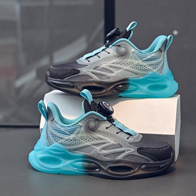 Мальчиковая обувь весна и лето новая сетчатая дышащая светящаяся вращающаяся пряжка противоскользящая износостойкая универсальная детская спортивная обувь