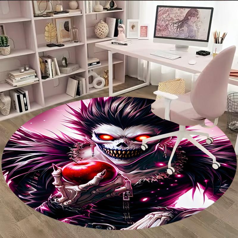 1pc D-Death Note Carpet, Round Rug, Comfortable, Suitable for Entryways, Living Rooms, Office, And Bedrooms, Christmas Decoration