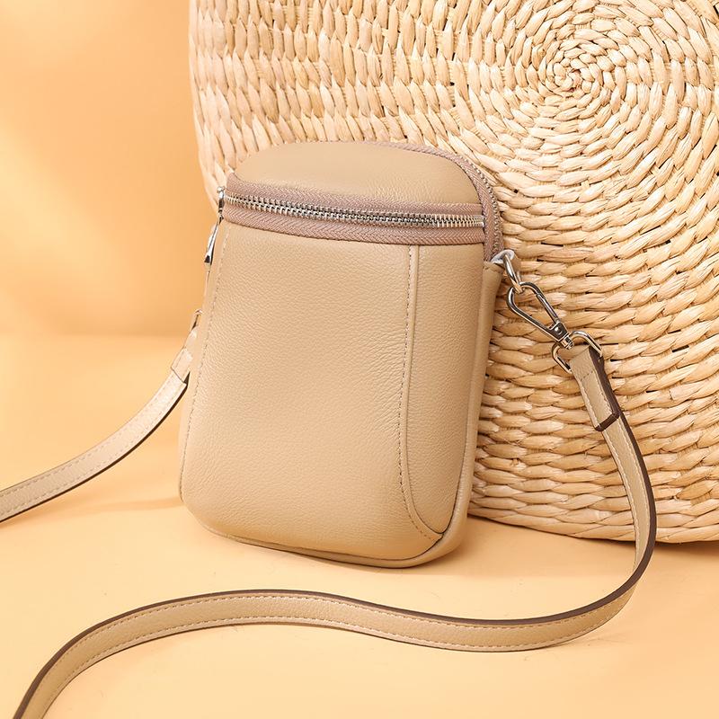 Genuine Leather First Layer Cowhide Mobile Phone Bag Fashionable And Simple Shoulder Crossbody Preferred Soft Women'S Bag