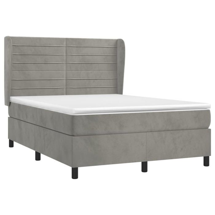 Maison Exclusive - Sommier à lattes de lit et matelas Gris clair 140x190cm Velours