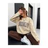Women's Brooklyn New York Printed Oversize Three Thread Fleece Crew Neck Tracksuit
