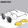 Non-polarized Style 3 In 1 Eyewear Night Vision Metal Computer Glasses Anti Blue Light Glasses Polarized with Magnet Clip On Sunglasses
