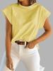 Women's Loose Basic Cap Sleeve T-Shirt Crew Neck Figure Friendly Summer Casual Top