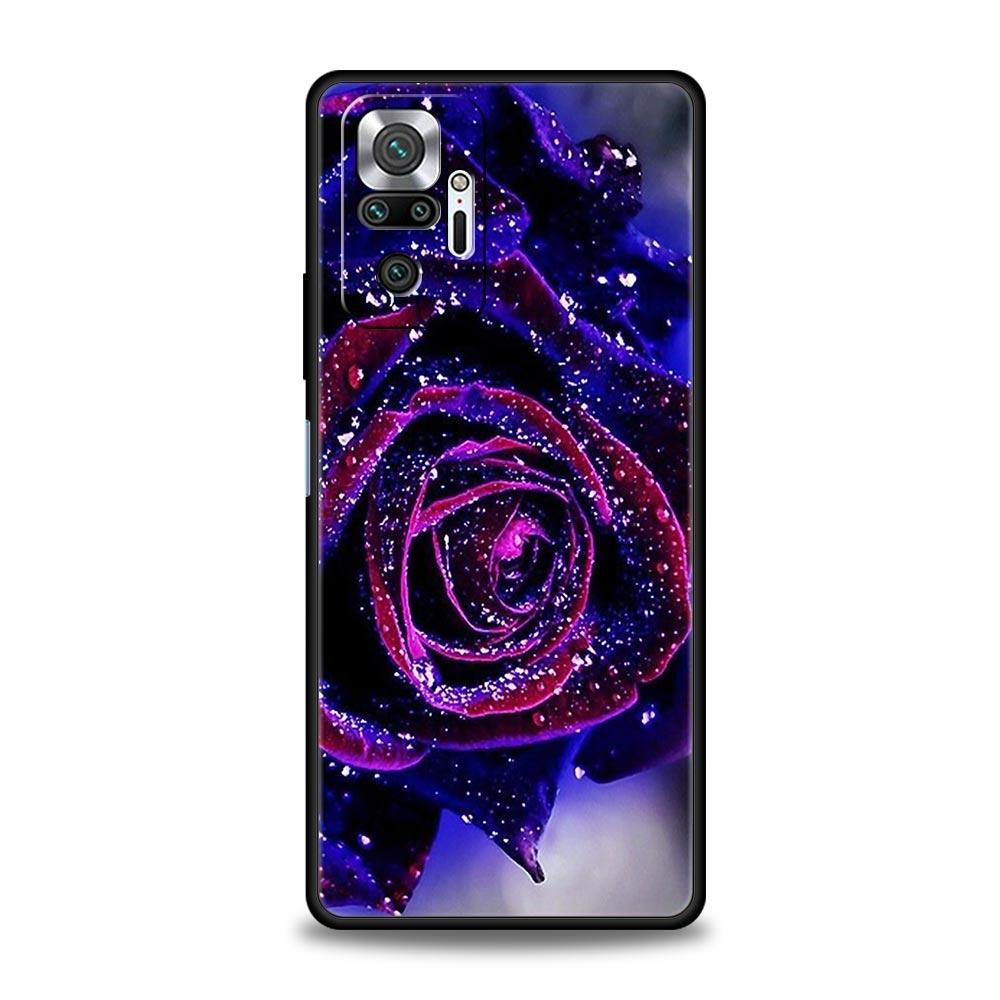 Чехол для телефона Красные Розы Цветы для Xiaomi Redmi Note 14 13 5G 10 11 12 Pro Plus 4G 14C 13C 12C 10C Черный Чехол