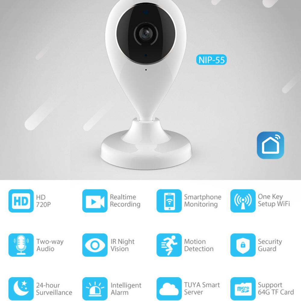Tuya WiFi Внутренняя IP-камера Беспроводная Умная Мини-камера безопасности с HD-видео, Обнаружением движения и Удаленным просмотром