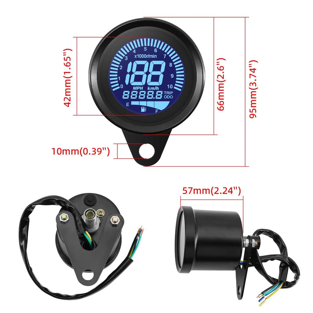 7 Colors Speedometer Motorcycle Meter 12V Speed RPM TRIP ODO Oil Level Gauge Digital Retro LCD Odometer Motorcycle Instrument