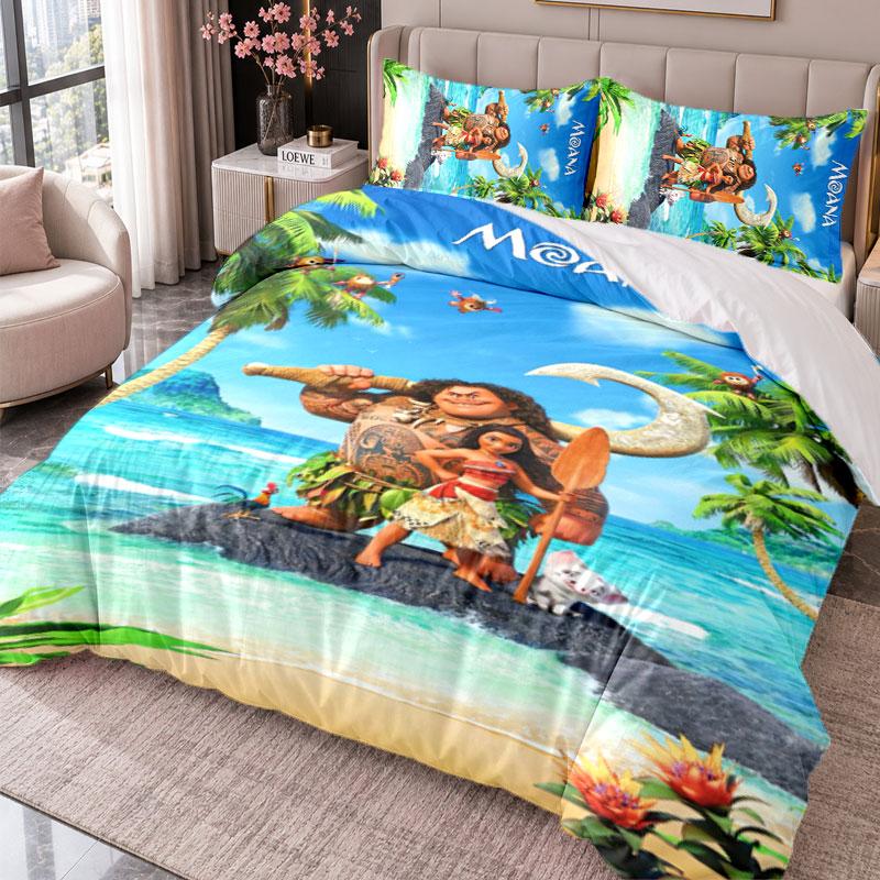 Moana cartoon 3Pcs Bedding Set Duvet Cover With Two Pillowcases For Bedroom Home Decoration