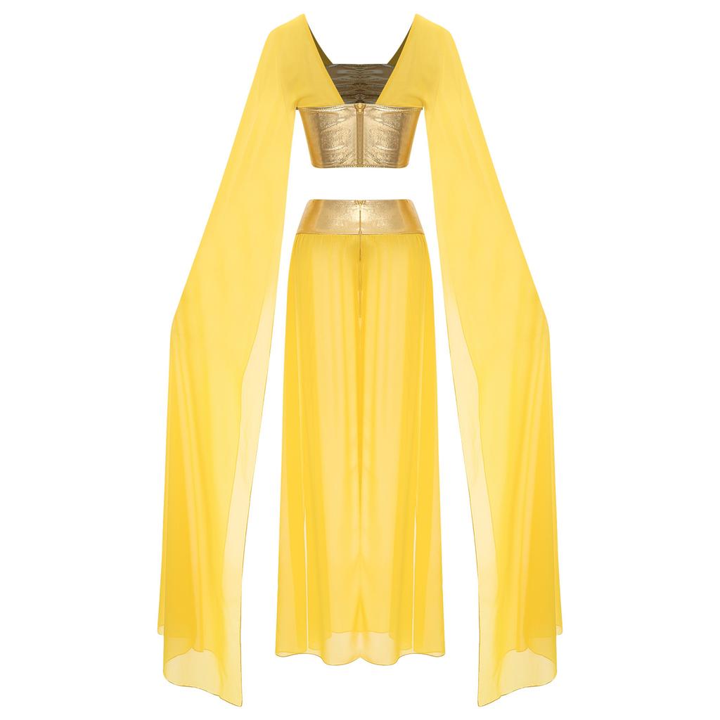 Женский египетский костюм из двух частей, костюм королевы принцессы на Хэллоуин, карнавальные костюмы, шифоновые наряды для танцевальных представлений