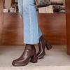Fashion Versatile Comfortable Square Head Thick Heel Skinny Boots Women's Martin Boots New Short Boots for Autumn and Winter 2025 Children