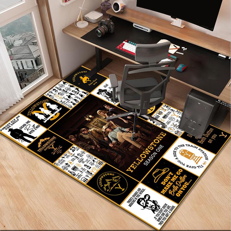 Yellows-tone Dutton Ranch Office Rug Chair Mat, Game Carpet, Suitable for Front Door, Bedroom, Living Room, Desk, Holiday Gift