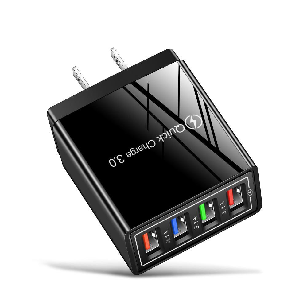 4-портовое USB автомобильное зарядное устройство 3A со светодиодной подсветкой для спецификаций ЕС/США, совместимое с планшетами и телефонами