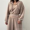 Womens Casual Tracksuit Set Solid Color Hooded Sweatshirt High Waist Jogger Pants Outfit
